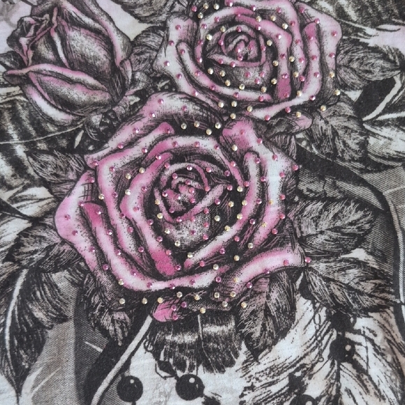 Lightweight Floral Whimsy Goth Graphic Blouse - Picture 3 of 4